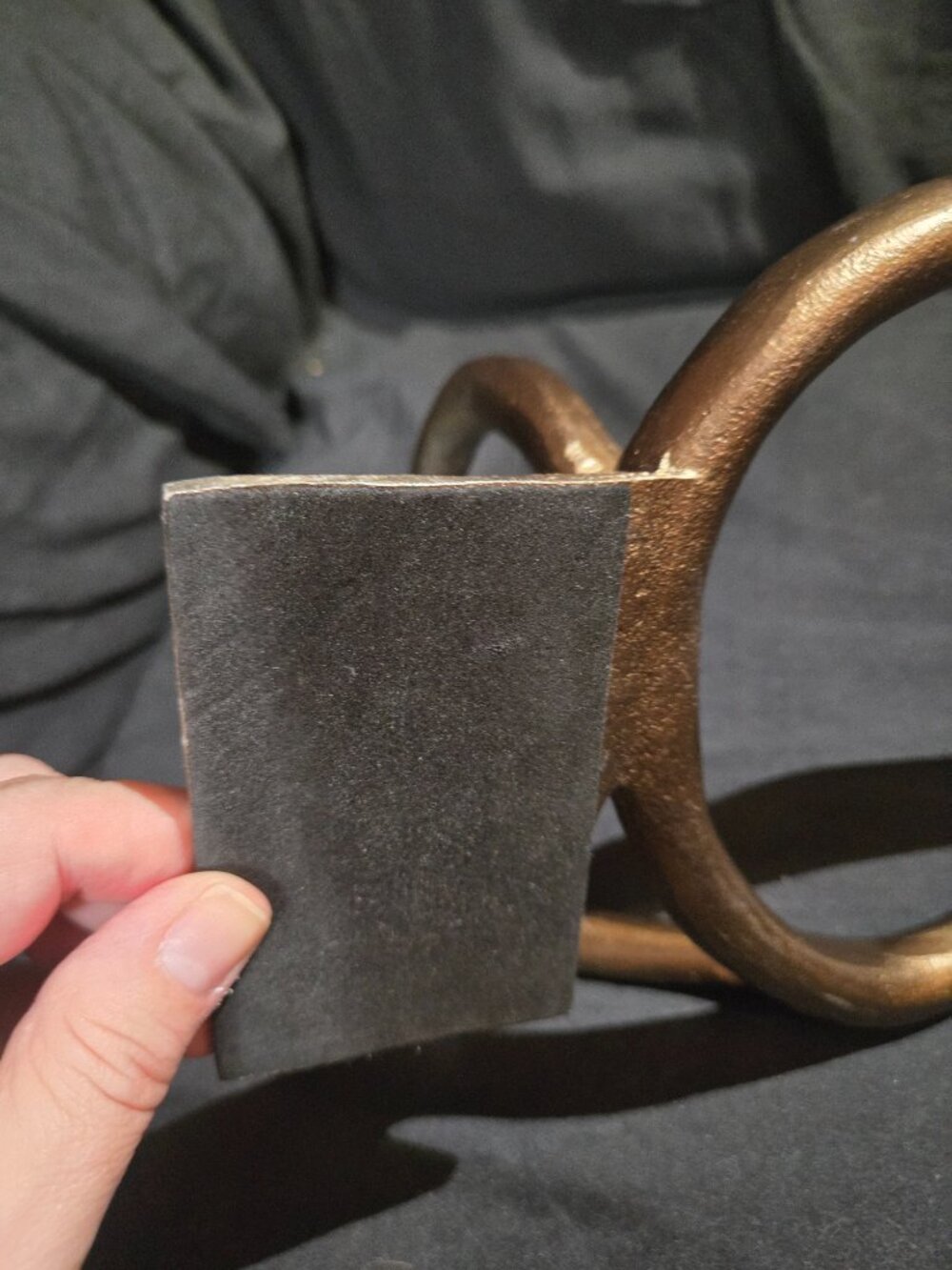 Sculptural Bronze Tone Cast Metal Loop Bookends Pair Modern Decor - Picture 9 of 11